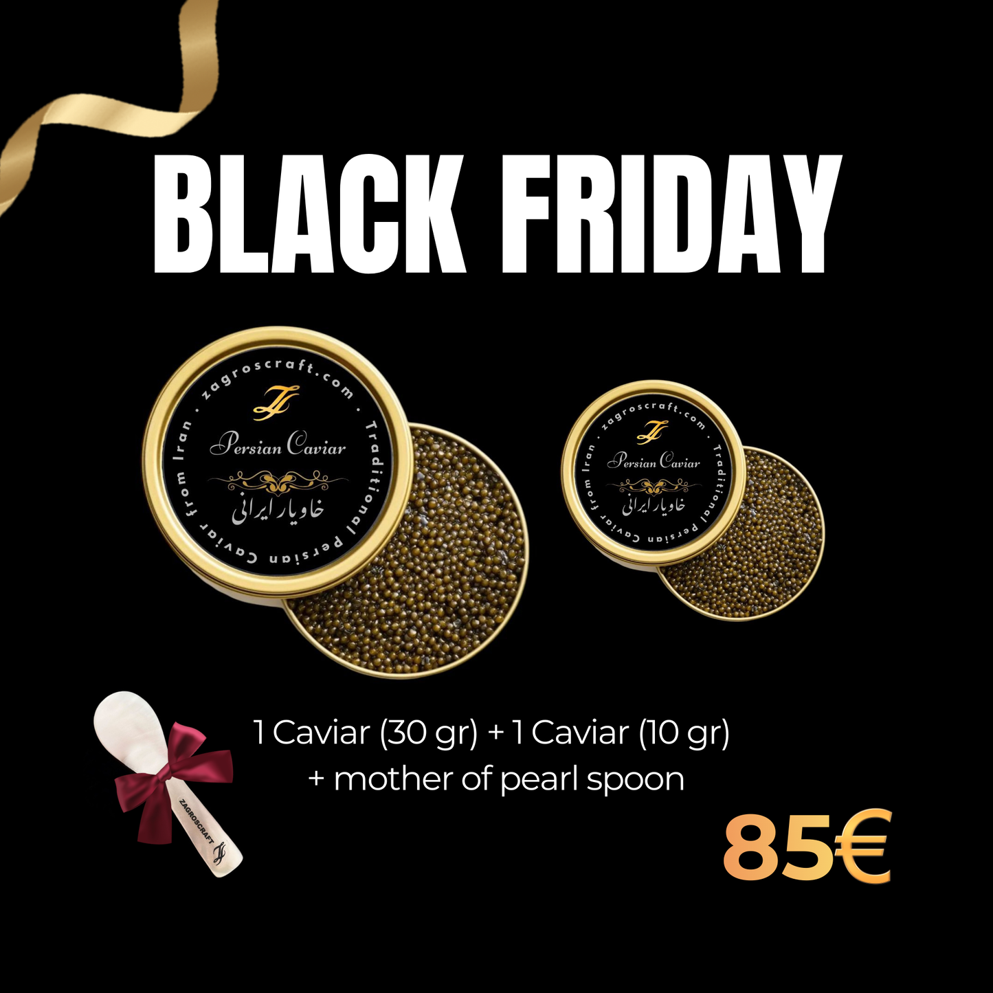 1 x 30 Gr Caviar + 1 x 10 Gr Caviar + mother of pearl spoon